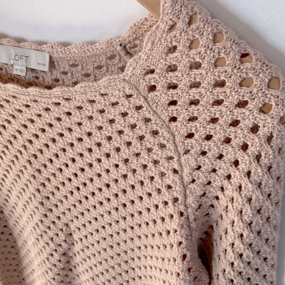 Ann Taylor LOFT Petites Crochet Pink Rose colored Sweater, Size MP - Picture 7 of 7